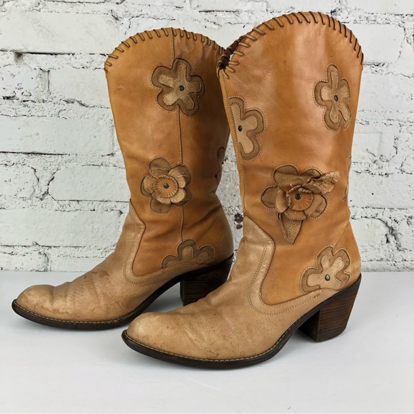 Vintage Shoes - Vintage Floral 3D Appliqué Cowboy Boots
